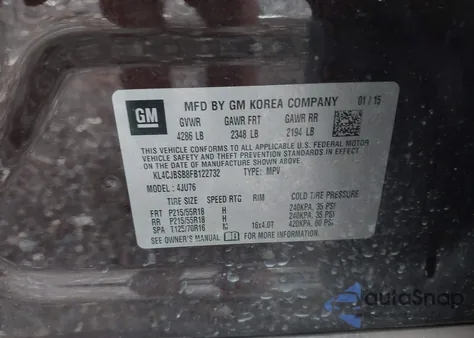 2015 Buick Encore Convenience z USA, uszkodzony, nr VIN KL4CJBSB8FB122732